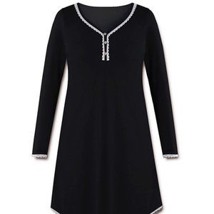 NWT Jenize | Black Lace-Trim Button-Front Nightdress - 2x